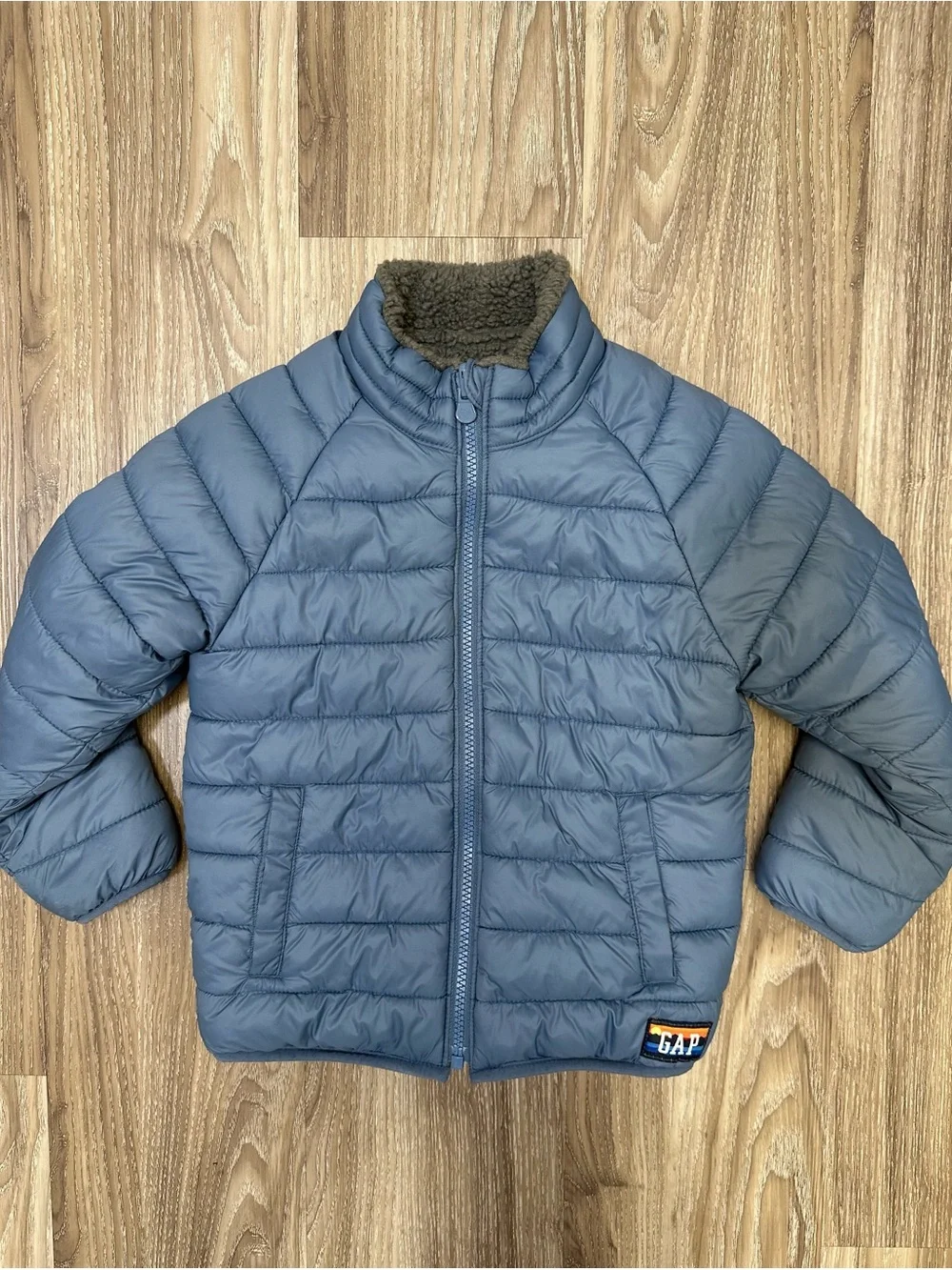 GAP Kids Reversible Blue Puffer Jacket and Cozy Sherpa